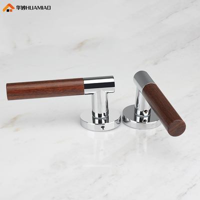 华妙木纹分体锁室内卧室房门锁银色实木把手锁磁吸静音卫生间门锁