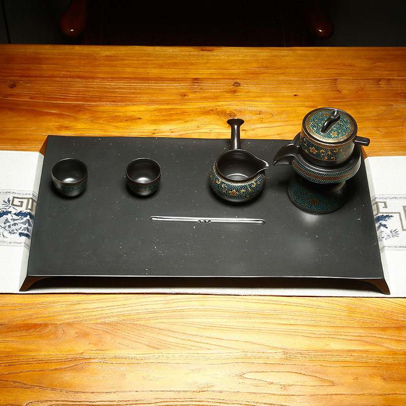 仿古歙砚茶盘家用办公家用整块原石全自动一体烧水排水茶台茶海简