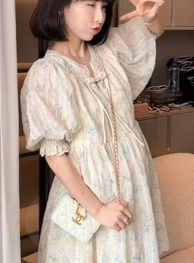 孕妇夏装连衣裙小个子网红刺绣薄款可H爱短款气质夏天薄款裙子夏