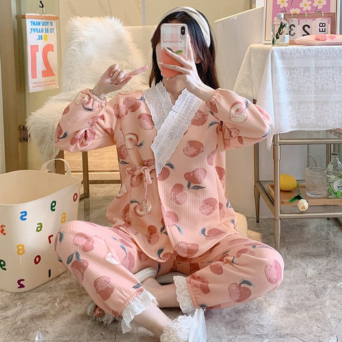 秋冬季空气棉月子服春秋纯棉产后哺乳孕妇睡衣女产妇11月份12坐月