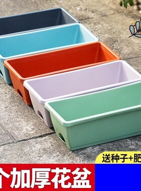 加厚阳台长条种菜盆家用长方形种菜箱霍仑盆蔬菜种植塑料花盆特大