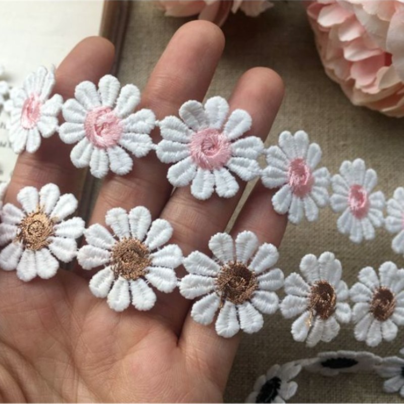 推荐2 Yards/lot Width 2.3cm 8 Colors Daisy Flower Lace Trim