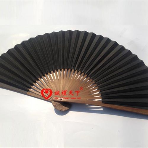 8寸黑纸扇子工艺扇男式扇素面黑折扇空白扇子30根扇骨京剧戏剧扇