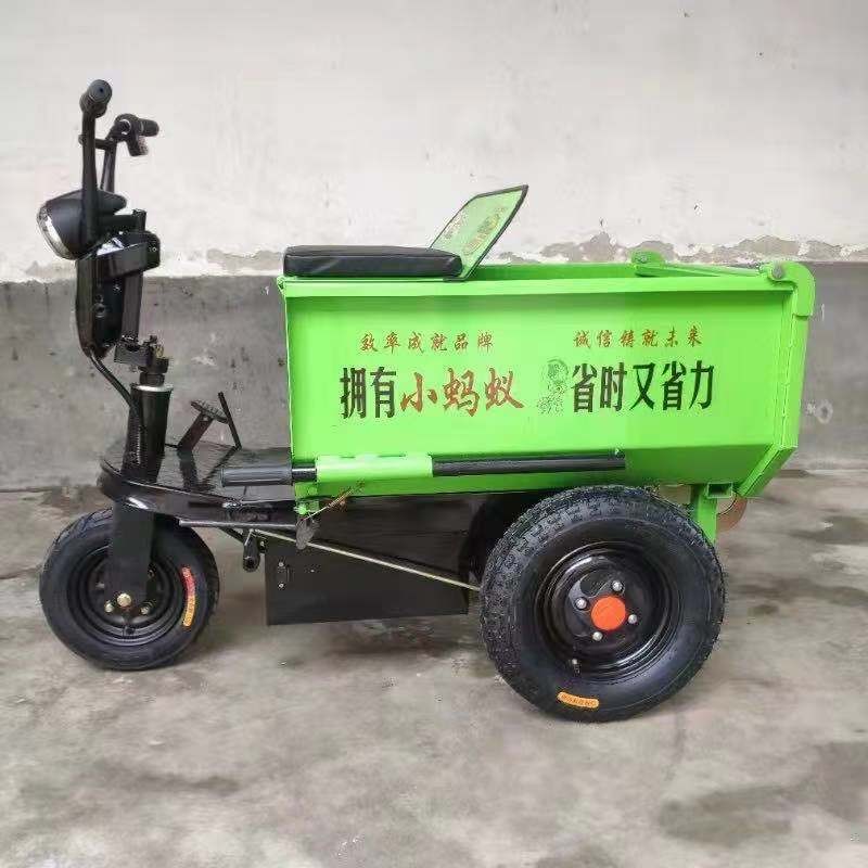 建筑工地电动手推车灰斗车三轮车翻斗车工具车搬运拉粪上料周转车