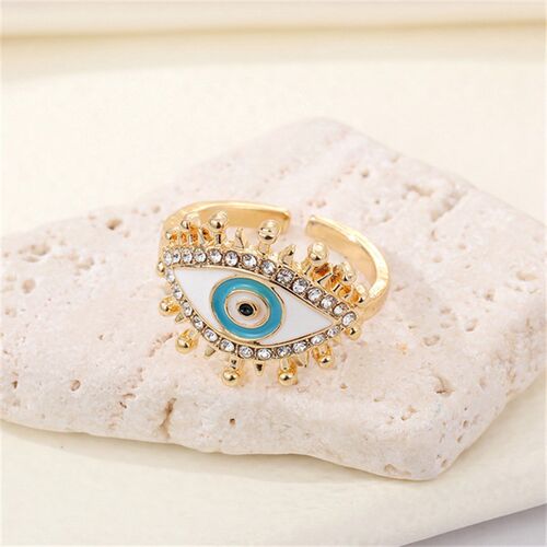 小众高货Hollow Zircon Evil Eye Finger Rings For Women Men Pu