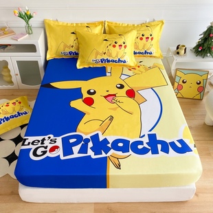 夏季儿童冰丝凉席床笠款三件套卡通男童可水洗女孩床罩空调软席子