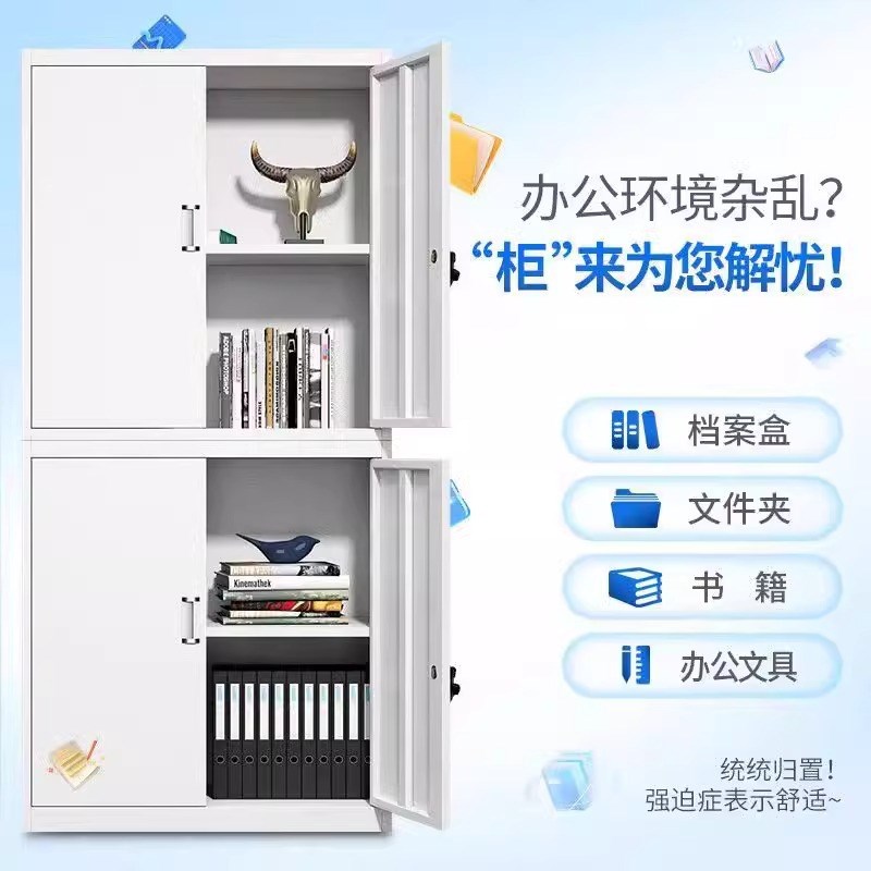 钢制文件柜铁皮柜加厚板材办公室资料柜财务凭证柜开门书柜储物柜