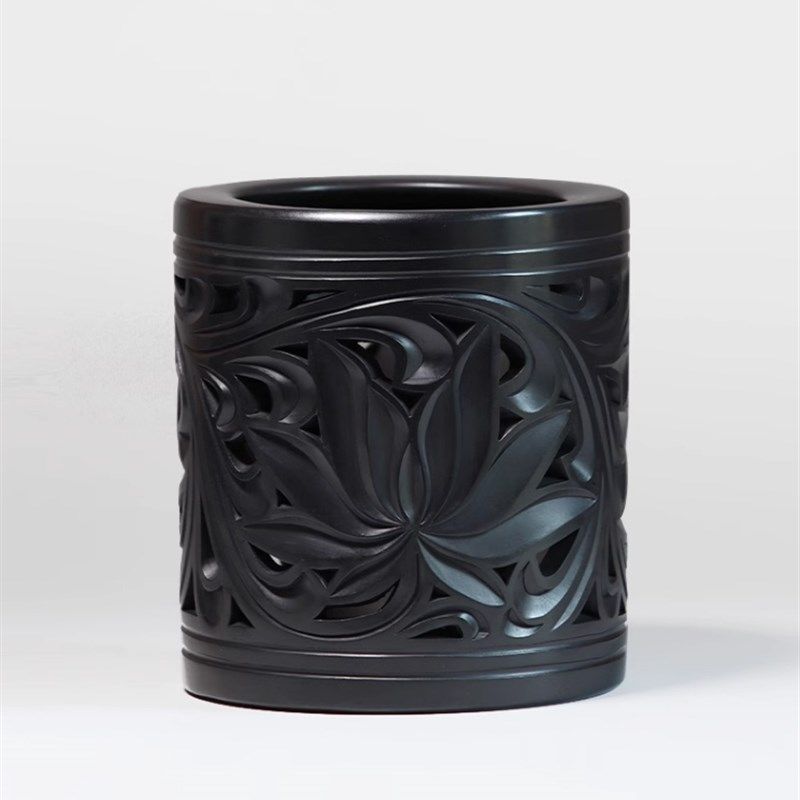 新品龙汶窑山东济南龙山黑陶笔筒德州非遗手工q艺品中式特色文创