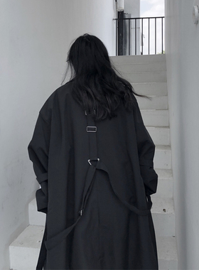 陆与山屿山本暗黑色yoji重工设计秋冬J加厚宽松男女中长款风衣外