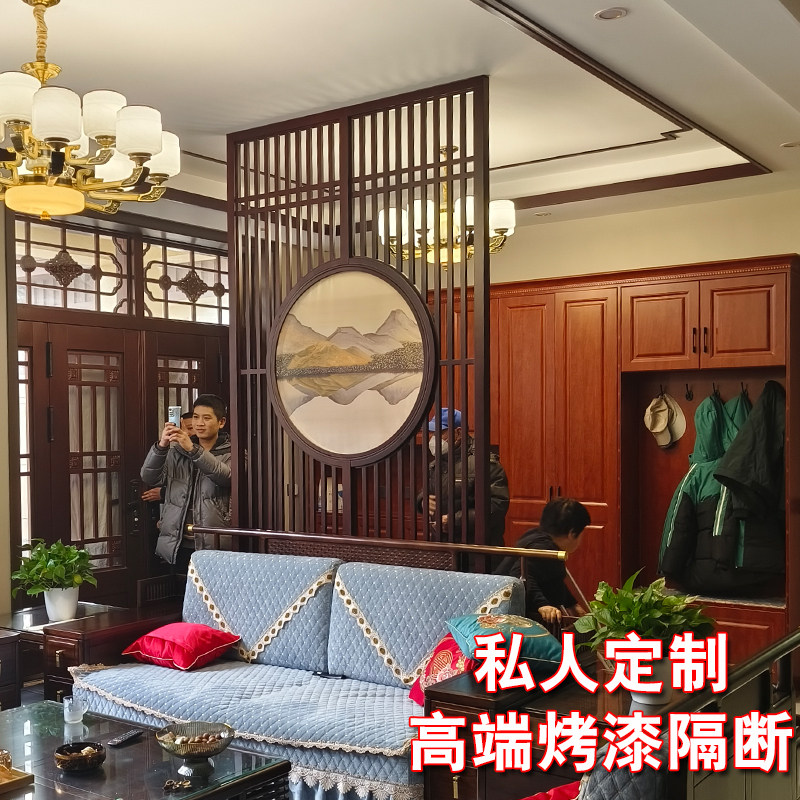 新中式烤漆屏风隔断镂空雕花板电视背景墙花格墙面装饰格栅板定制