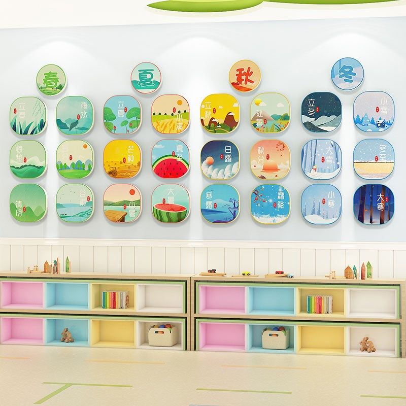 24二十四节气装饰画中国传统文化墙贴幼儿园环创材料主题墙成品,家居饰品,文化墙贴,淘宝优惠券,粉丝福利购,淘宝优惠卷