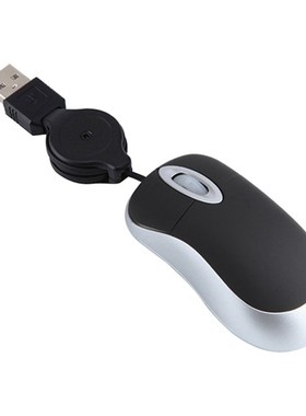 2PCS Mini USB Wired Mouse Retractable Cable Tiny Small Mouse