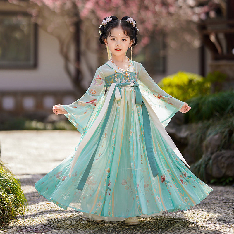 现货儿童汉服女童2023s小女孩秋款长袖超仙改良齐胸襦裙秋季古装