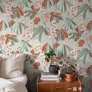 美式枇杷树叶墙布客厅卧室影视背景墙壁画客厅全屋定制无纺布壁画