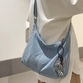 斜挎包男大容量牛仔包帆布休闲日系单肩包女大学生上课差包潮