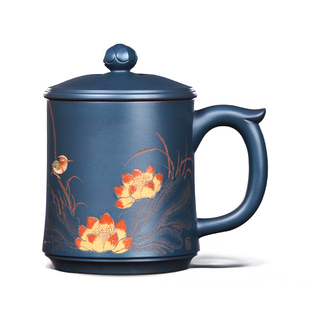 宜兴紫砂杯非陶瓷水杯手工茶具男士女士款功夫泡茶杯过滤带盖杯子