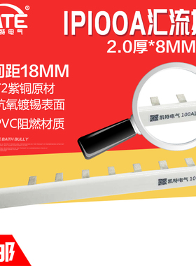 1P100A汇流排 紫铜2.0*8 DZ47空开连接铜排 C45断路器接线排K现货