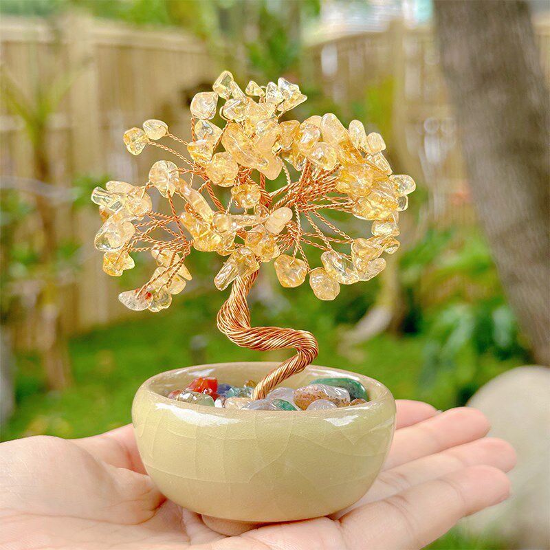 灵隐天然黄水晶聚宝盆发财树家具客厅办公室招财摆件桌面装饰7025,家居饰品,桌面摆件,淘宝优惠券,粉丝福利购,淘宝优惠卷