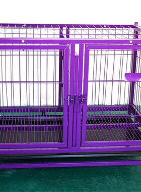 方管烤漆狗狗笼子双门带隔断分隔分离中型犬小型犬泰迪宠物子母笼