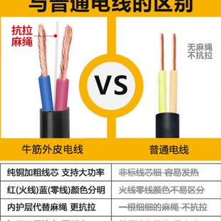 4平方家V用护套线延长 纯铜芯电缆线2芯户外防水电线软线1.5 2.5