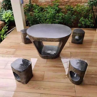石桌石凳庭院花园天然户外大理石头桌子石台家用茶桌露天仿古别墅