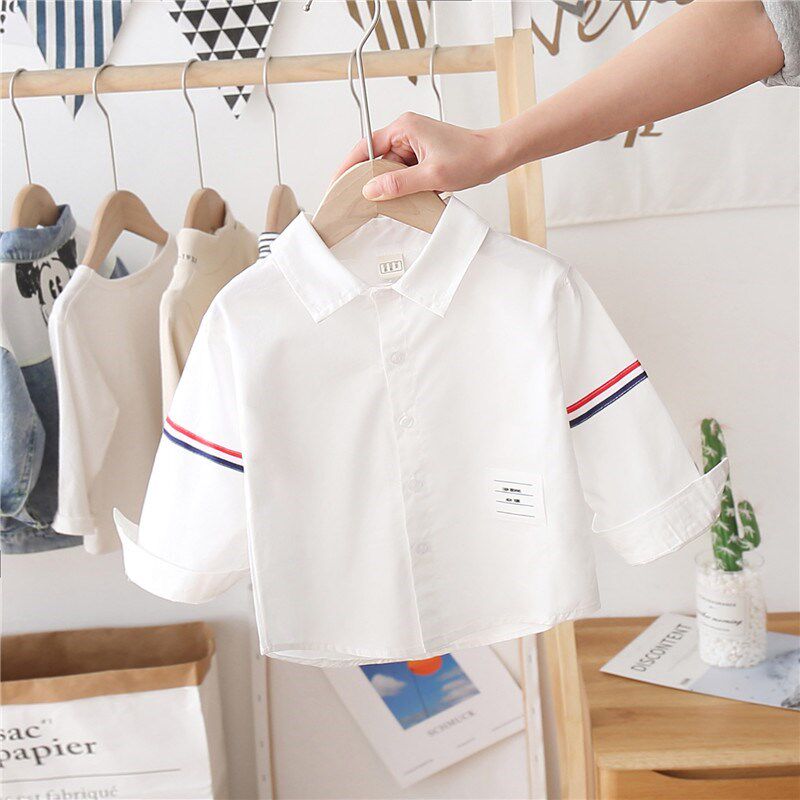 男童衬衫春季白色长袖小儿童薄款春装男宝宝衬衣春秋洋气三岁