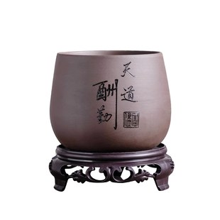 中式紫砂文竹盆栽家居办公室四季好养绿植物花盆桌面装饰花卉盆景