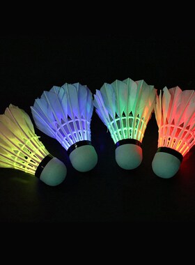 New 4Pcs LED Colorful Badminton Shuttlecock  Feather Dark Ni