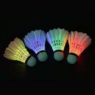 New 4Pcs LED Colorful Badminton Shuttlecock  Feather Dark Ni