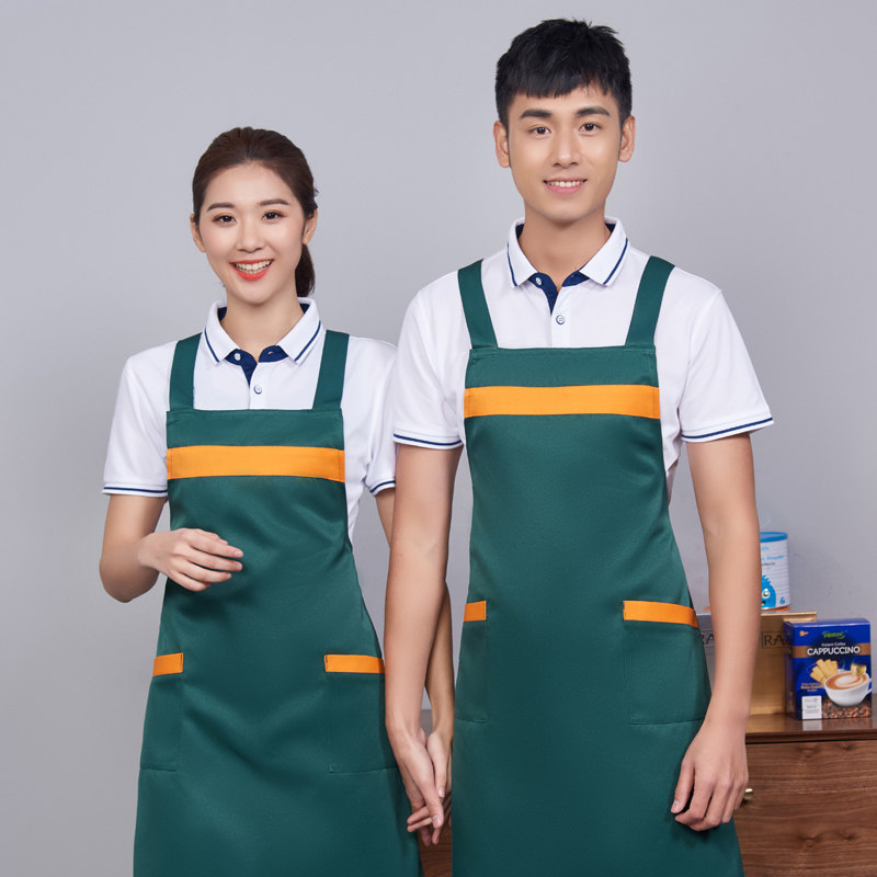 工厂销广告围裙定制logo印x字家用厨房男女韩版时尚奶茶店美甲工