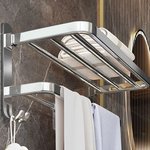 304不锈钢卫生间毛巾架免打孔浴室置物架厕所洗手间壁挂毛巾挂杆