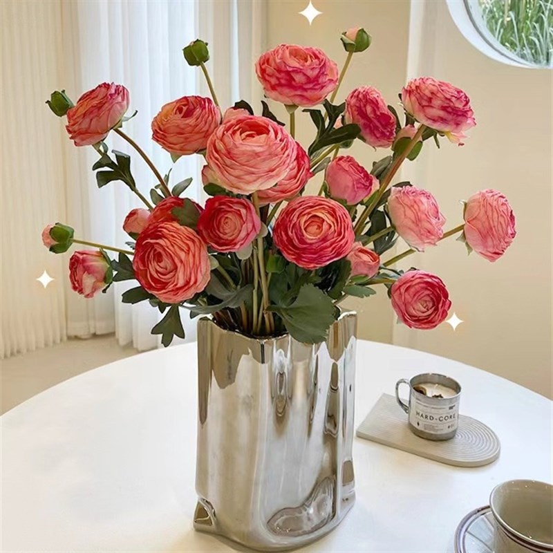 焦边3枝手扎9头烤边仿真花束假花露莲仿干花客厅餐桌花摆设装饰