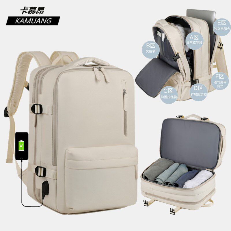 旅行背包女大容量电脑书包轻便短途出差行李袋可登机可扩容双肩包