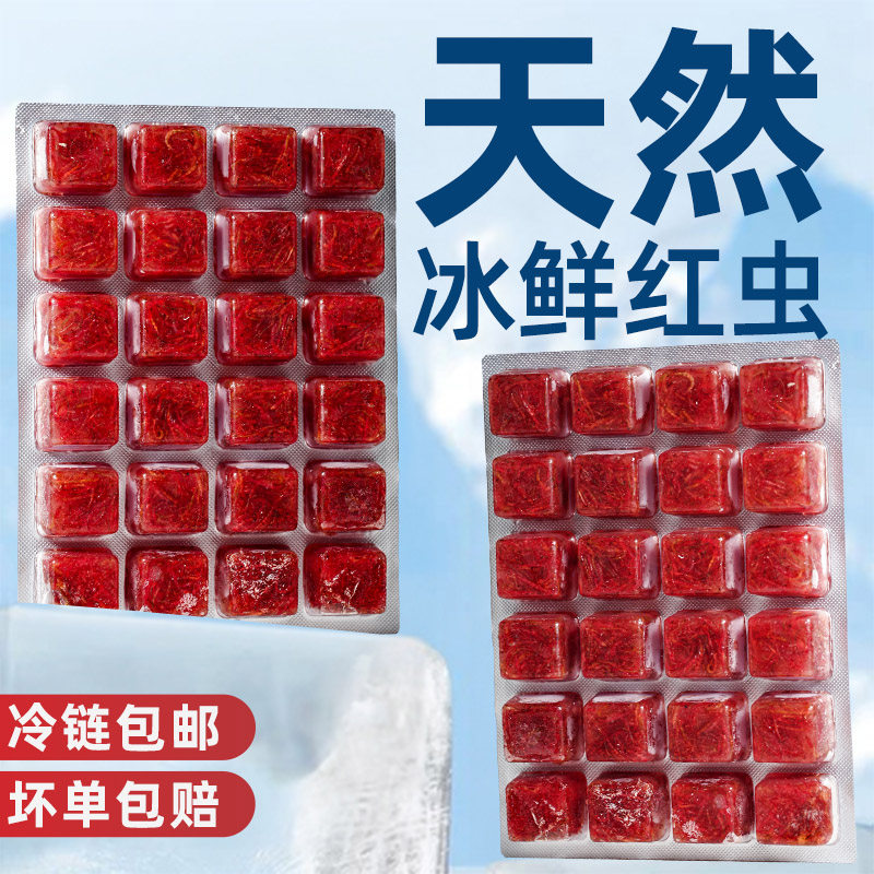 现货冰冻红e虫赤红线虫牛心汉堡精品鱼食丰年虾卵七彩神仙鱼观赏
