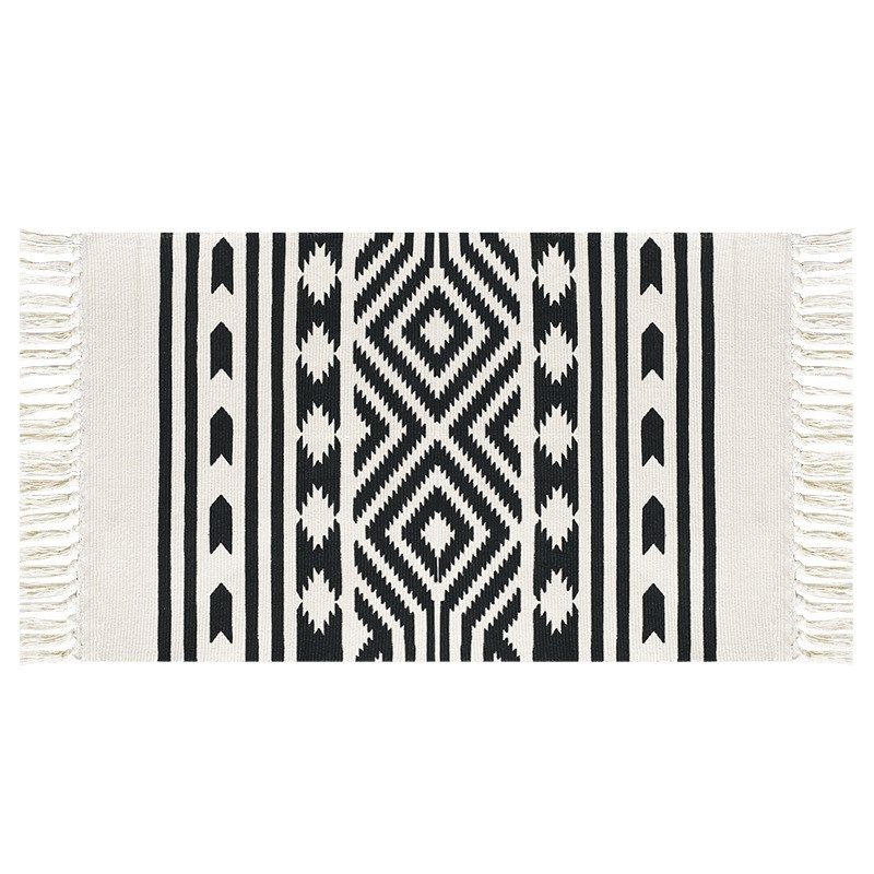 棉线编织流苏印花地垫卧室厨房客厅门垫柜子盖巾茶几垫长条地毯子,居家布艺,家用脚垫,淘宝优惠券,粉丝福利购,淘宝优惠卷