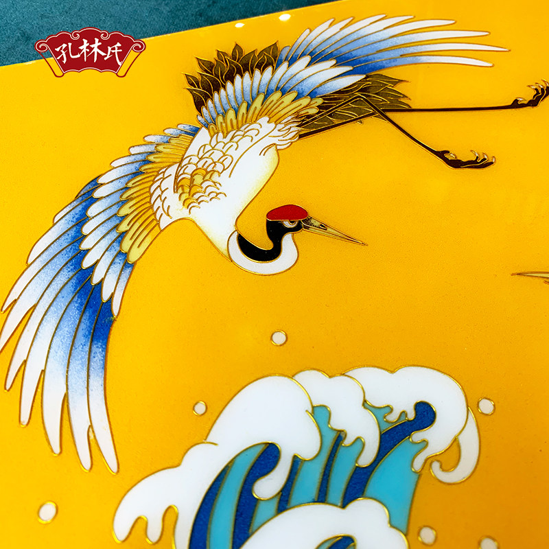 景泰蓝掐丝珐琅画diy手工材料包仙鹤踏浪装饰画 高端国潮非遗礼物