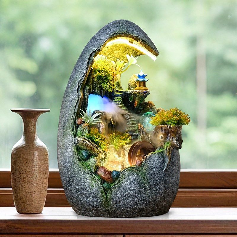 中式微景观桌面流水摆件循环水电视柜旁边假山喷泉景观客厅装饰品,家居饰品,流水摆件,淘宝优惠券,粉丝福利购,淘宝优惠卷