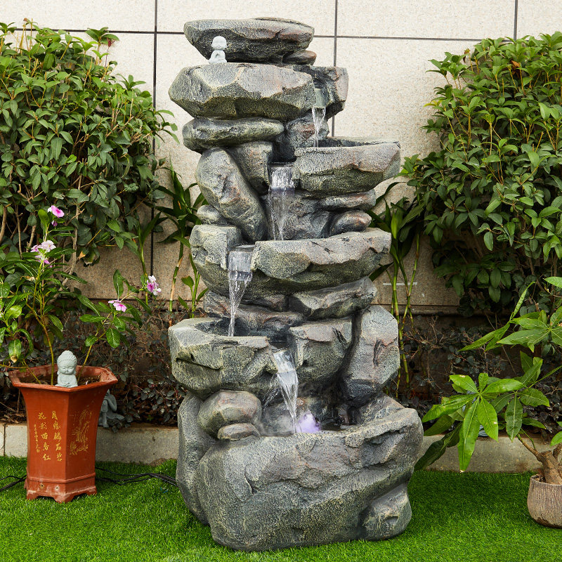 欧式仿石假山流水生财喷泉摆件户外阳台花园庭院循环水池落地景观