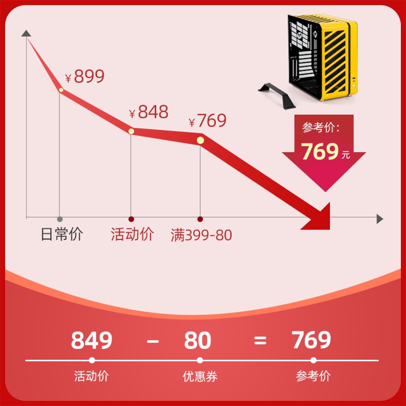 机械大师C34视界侧透水冷ATX手提便携台式电脑铝合金迷你小机箱