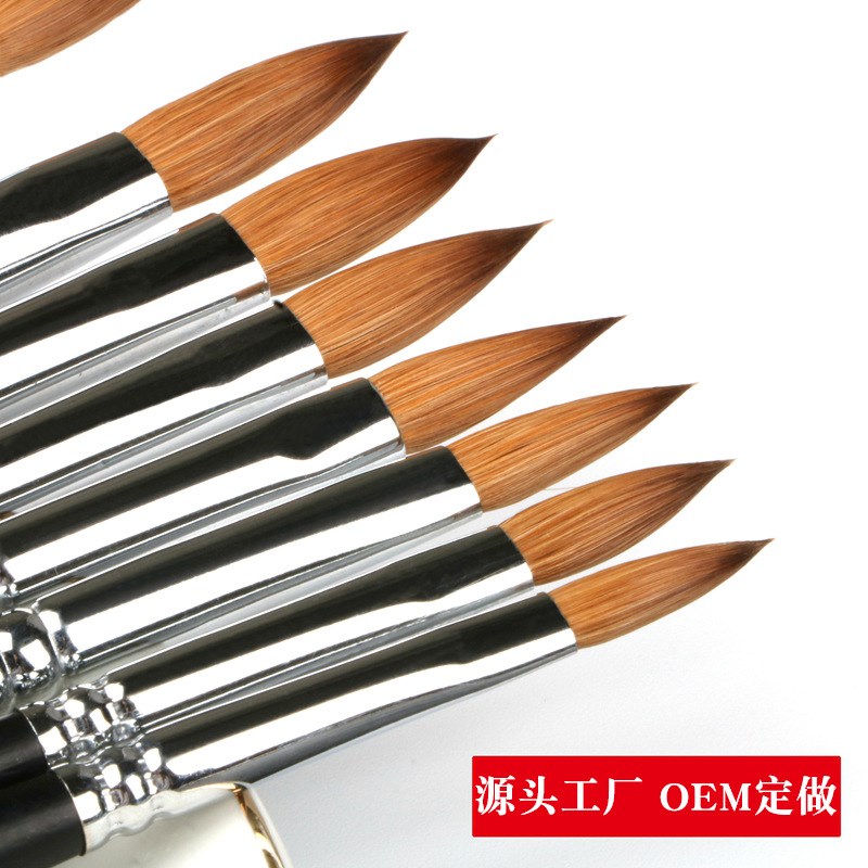 现货源头工厂100 kolinsky nail brush 纯貂毛美甲笔刷水晶雕花笔