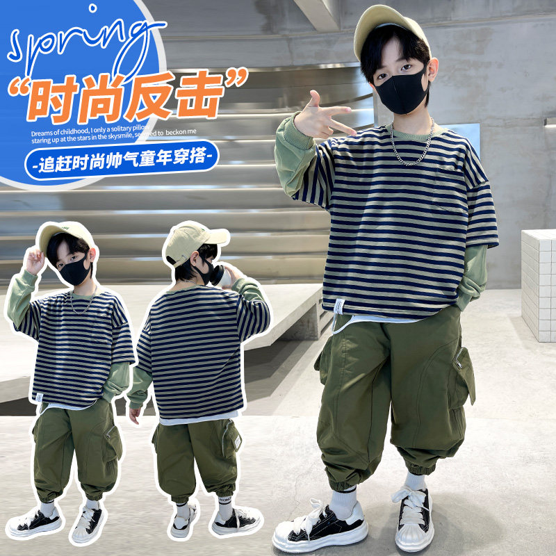 现货男童春装套装2m023新款网红衣服中大儿童装春秋男孩痞帅气韩