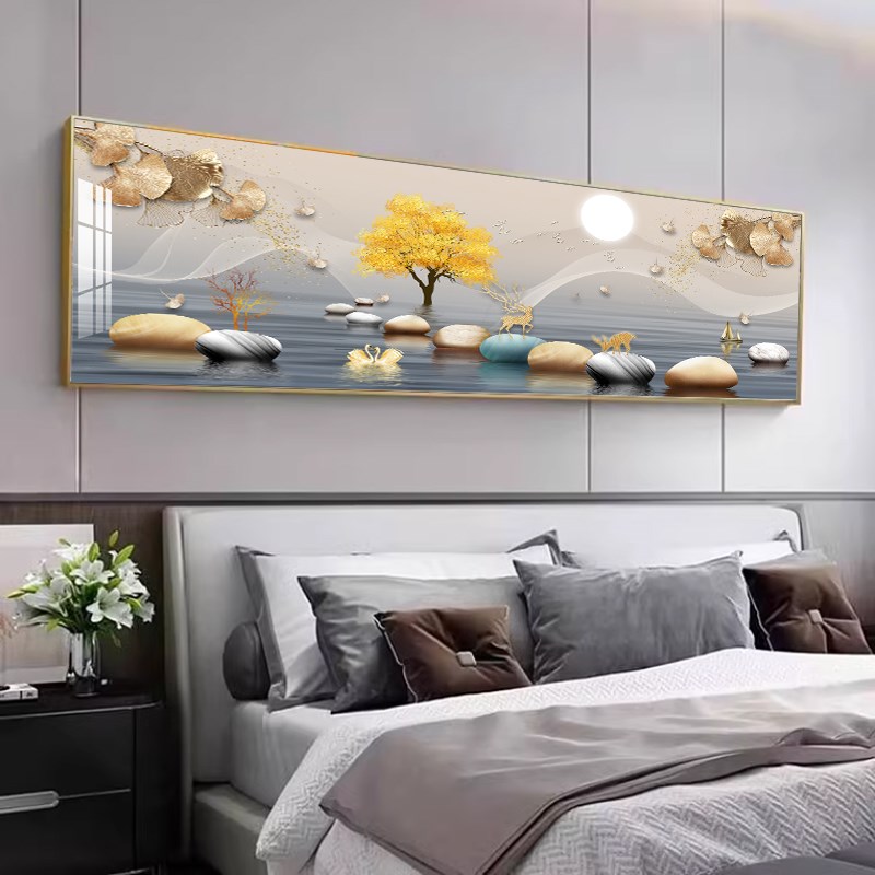 卧室墙面装饰画现代简约客厅沙发背景壁画晶瓷画宾馆酒店床头挂画