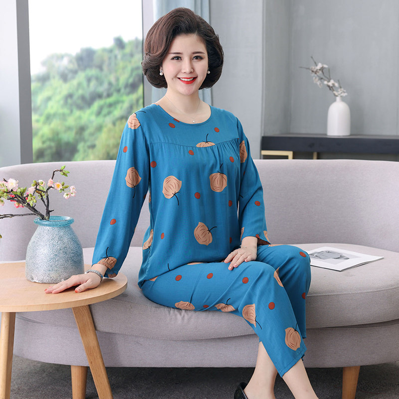 中老年睡衣女夏季老人绵绸长袖家居服人造棉绸两件套妈妈套装薄款,女士内衣/男士内衣/家居服,睡衣/家居服套装,淘宝优惠券,粉丝福利购,淘宝优惠卷