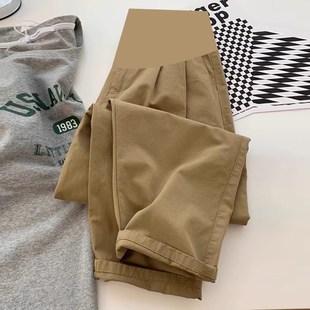 孕妇休闲裤 子外穿宽松托腹老爹裤 九分春秋薄款 裤 孕期 2024新款 工装