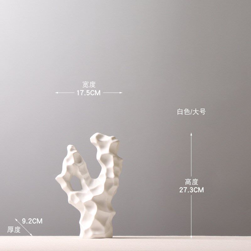 中式创意陶瓷珊瑚石摆件书房茶室装饰品样板间工艺品W插花假山摆