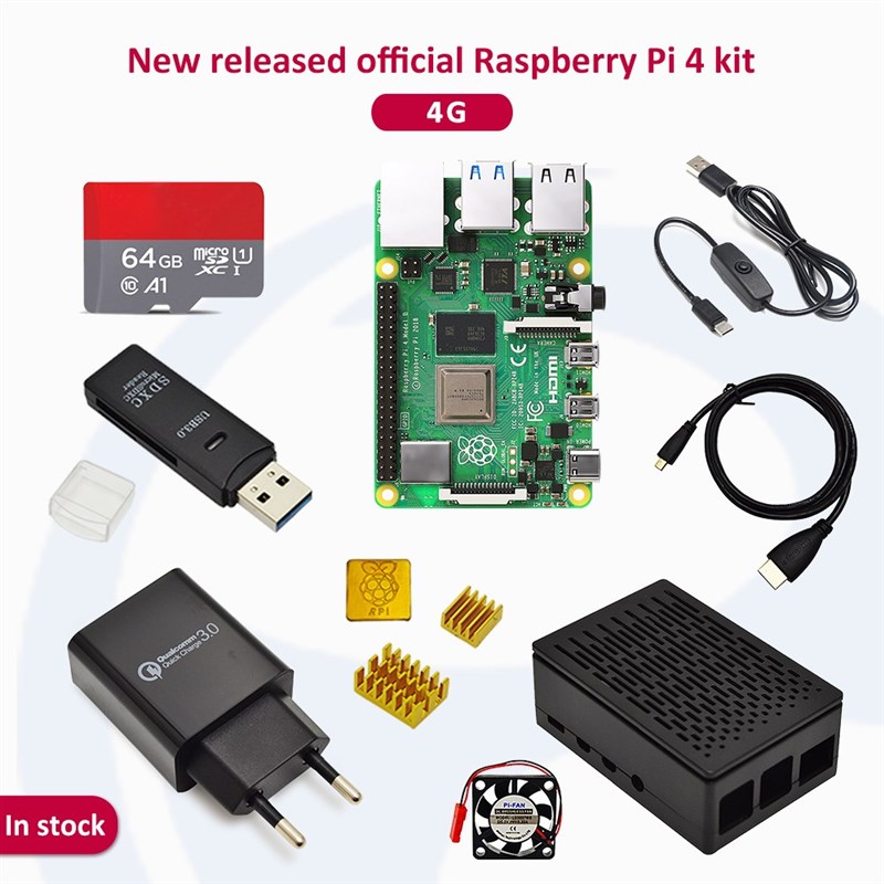 推荐Original Raspberry Pi 4 Model B 8G Starter Kit with powe