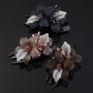 夹子头饰后脑勺发夹妈妈抓夹头发夹子大号盘发三齿夹鸭嘴夹