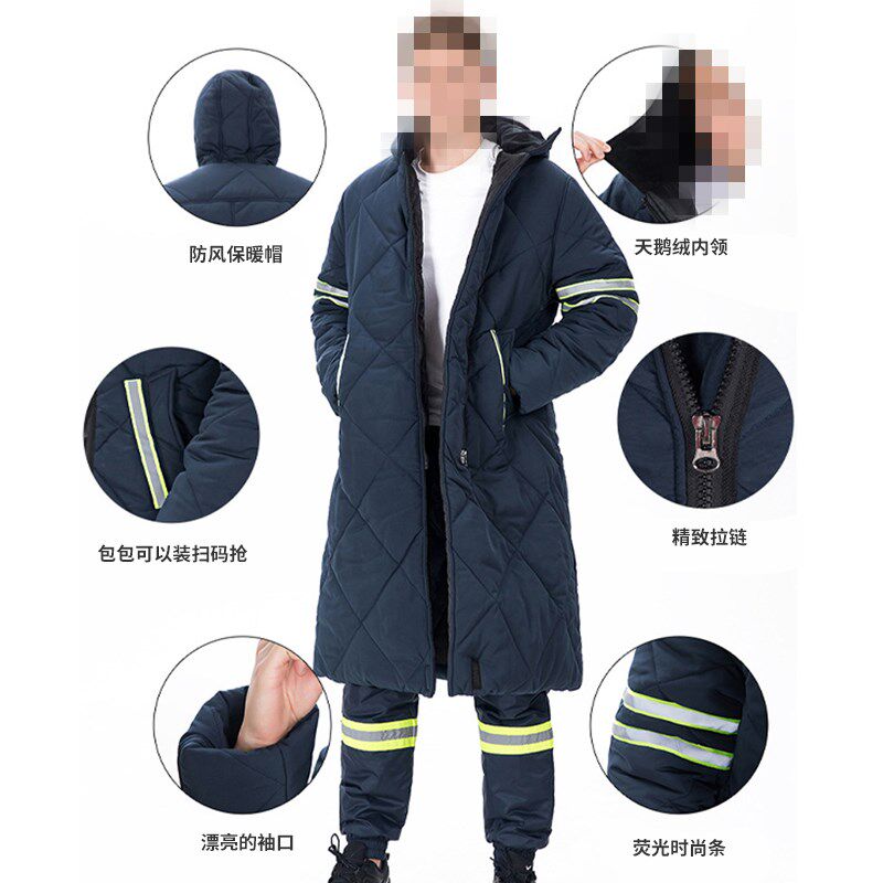 紫羲冷库服套装棉服连帽毛领牛津布防水防冻裂脱卸内胆冷库防寒