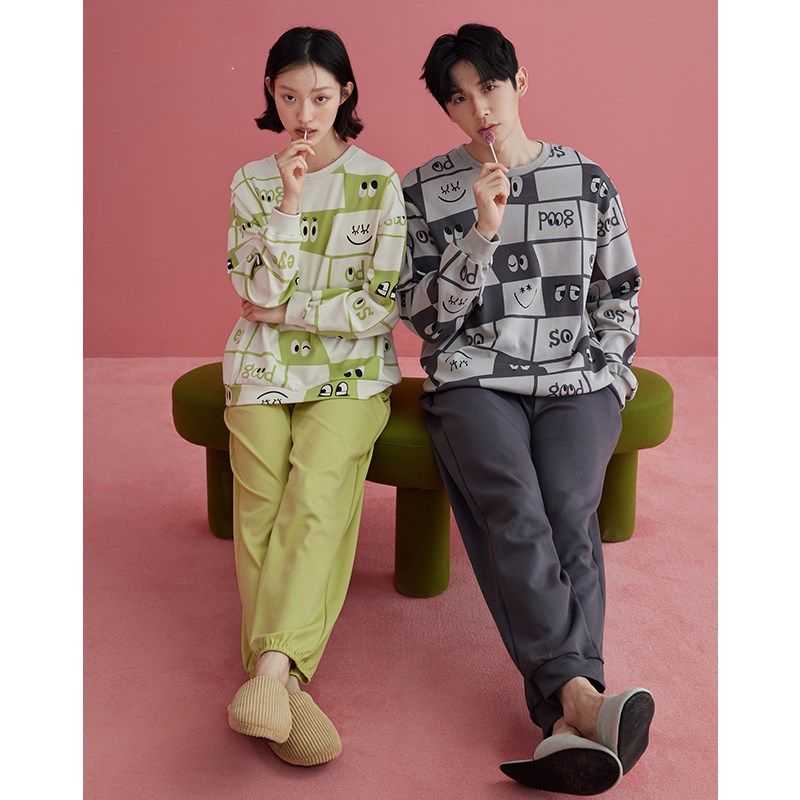 情侣睡衣女春秋款长袖可爱宽松套头家居服休闲可出门男套装夏,女士内衣/男士内衣/家居服,睡衣/家居服套装,淘宝优惠券,粉丝福利购,淘宝优惠卷