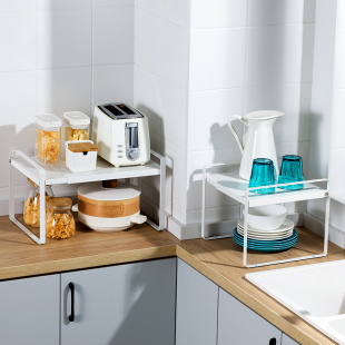 TUF4可伸缩厨房分层架橱柜隔层桌面置物架隔板柜内收纳架碗碟架锅